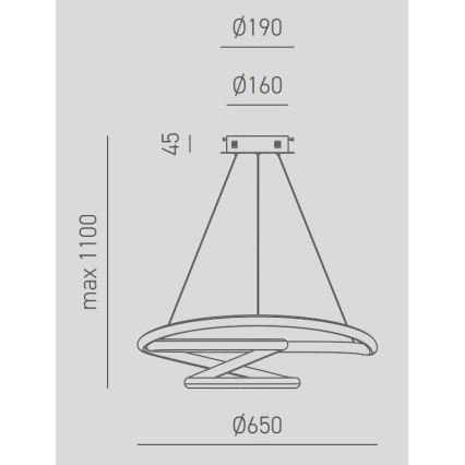 Gea Luce DIVA S G TITANIO - LED Aptumšojama lustra ar auklu DIVA LED/44W/230V pelēka