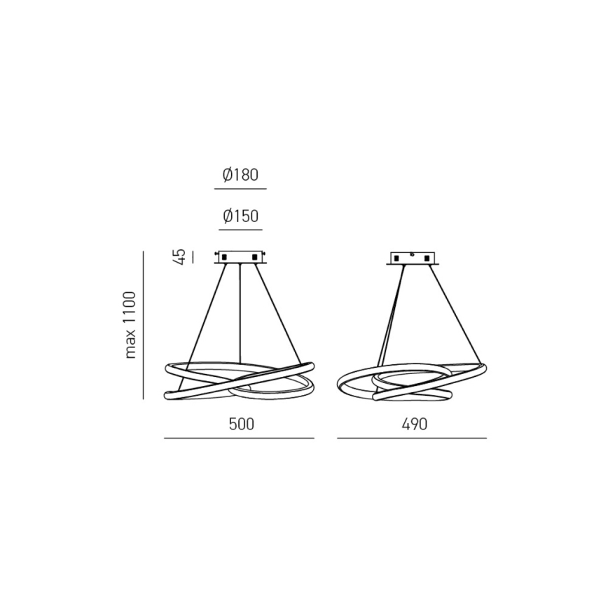 Gea Luce DIVA S P ORO - LED Aptumšojama lustra ar auklu DIVA LED/43W/230V zelta