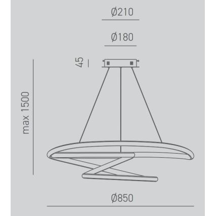 Gea Luce DIVA S/S TITANIO -  LED Aptumšojama lustra ar auklu DIVA LED/80W/230V pelēka