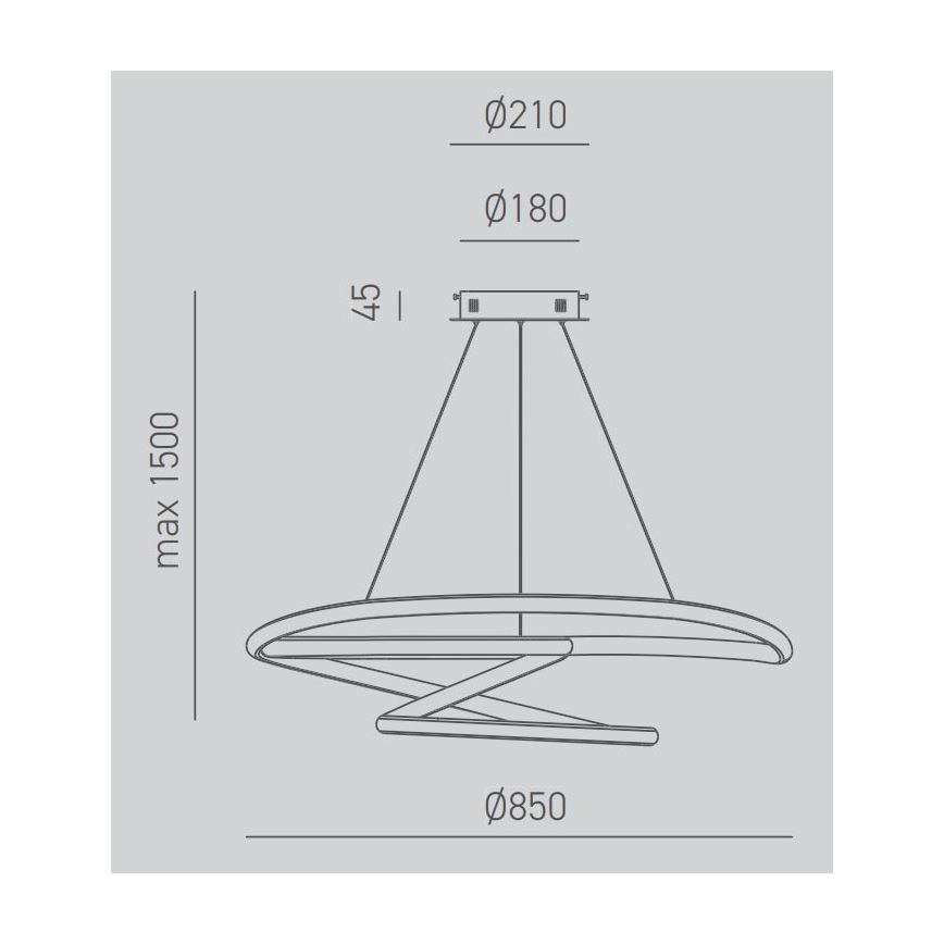 Gea Luce DIVA S/S TITANIO -  LED Aptumšojama lustra ar auklu DIVA LED/80W/230V pelēka