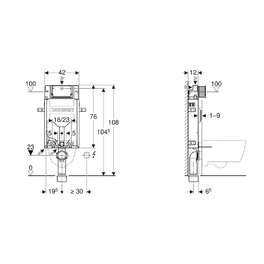 Geberit 110.302.00.5 - Iebūvējamais modulis piekaramajam WC Kombifix 108 cm