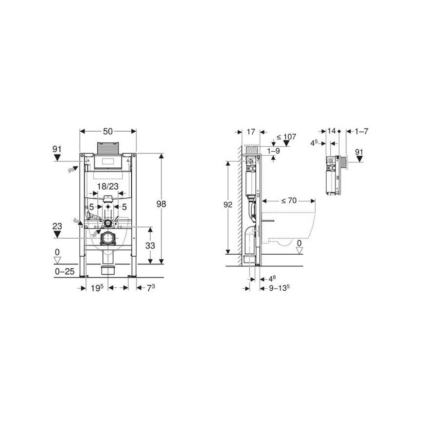 Geberit 111.030.00.2 - Duofix 98 cm iebūvējamais modulis piekārtajam WC