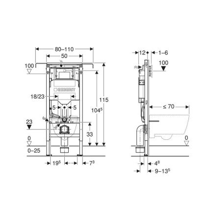 Geberit 111.355.00.6 - Duofix 115 cm iebūvējamais modulis piekaramam WC