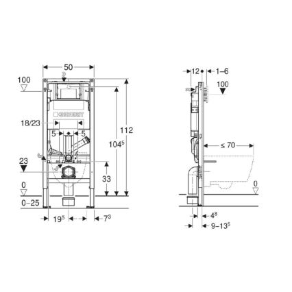 Geberit 111.364.00.6 - Iebūvējamais Duofix rāmis sienas piestiprināmam WC, 112 cm