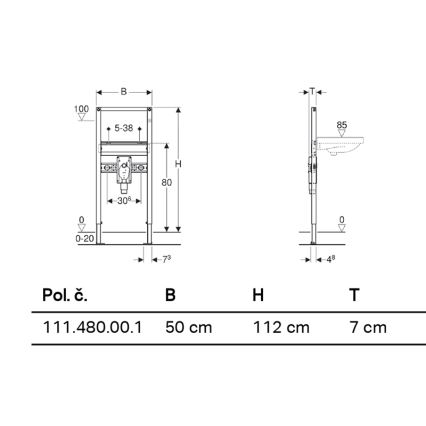Geberit 111.480.00.1 - Iebūvējamais Duofix modulis karājamai izlietnei 112 cm