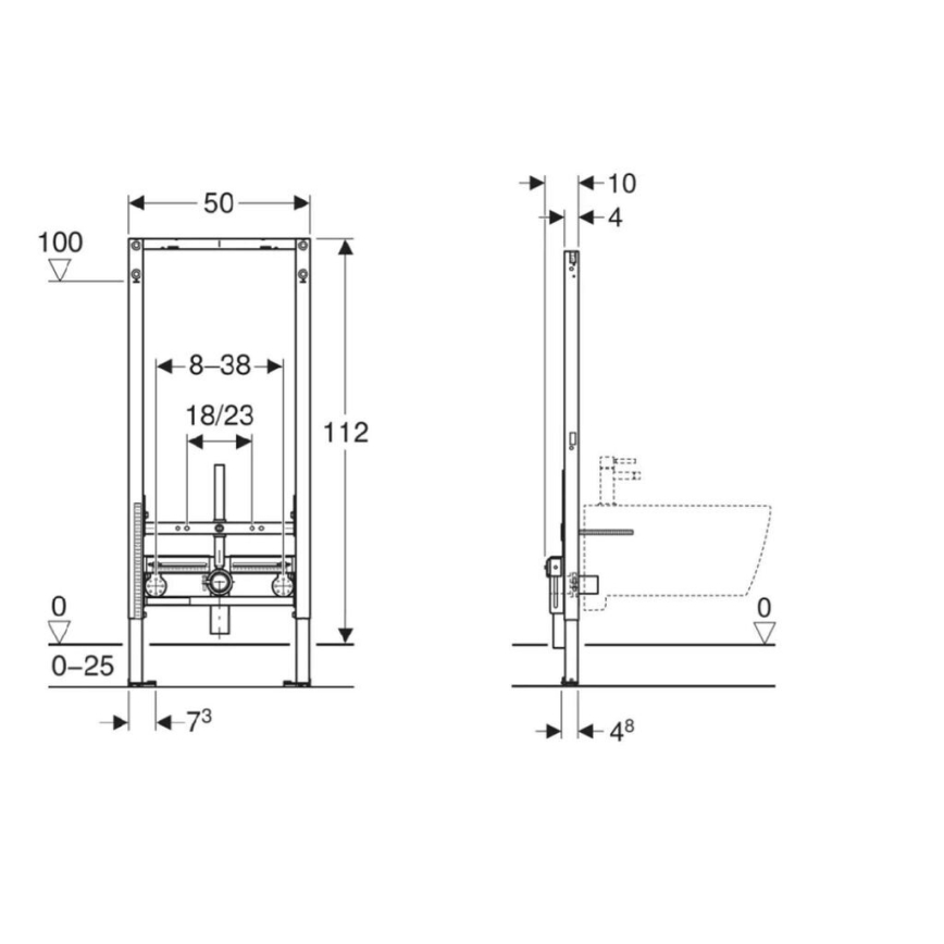Geberit 111.510.00.2 - Duofix iebūvējamais modulis bidēi, 112 cm
