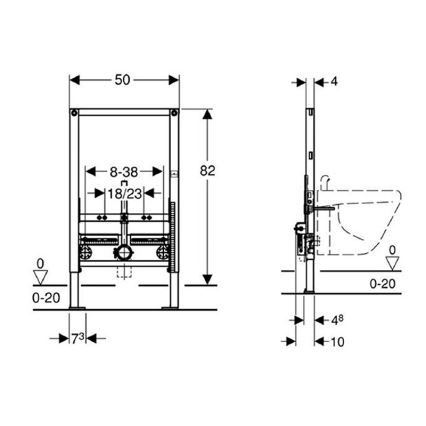 Geberit 111.515.00.1 - Duofix 82 cm iebūvējamais modulis bidei