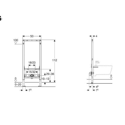 Geberit 111.534.00.2 - Iebūvējamais Duofix modulis bidē, 112 cm
