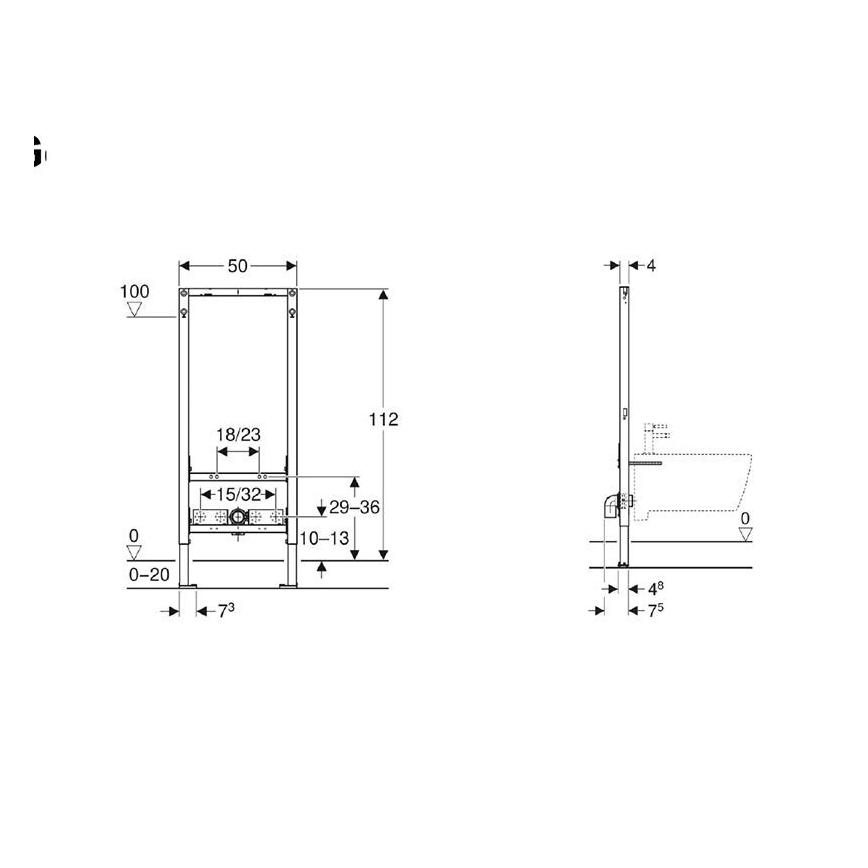 Geberit 111.534.00.2 - Iebūvējamais Duofix modulis bidē, 112 cm