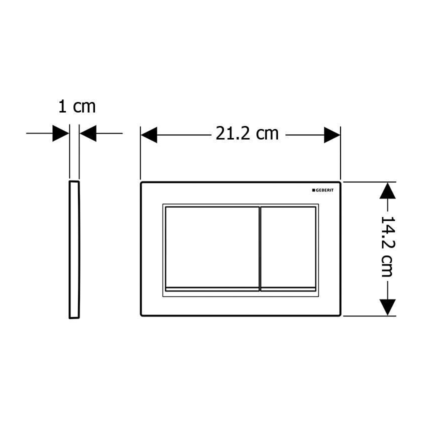 Geberit 115.080.KM.1 - Skalošanas poga Omega30 21,2x14,2 cm melna/spīdīgs hroms