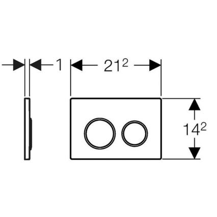 Geberit 115.085.KM.1 - Skalošanas poga Omega20 21,2x14,2 cm melna/spīdīgs hroms