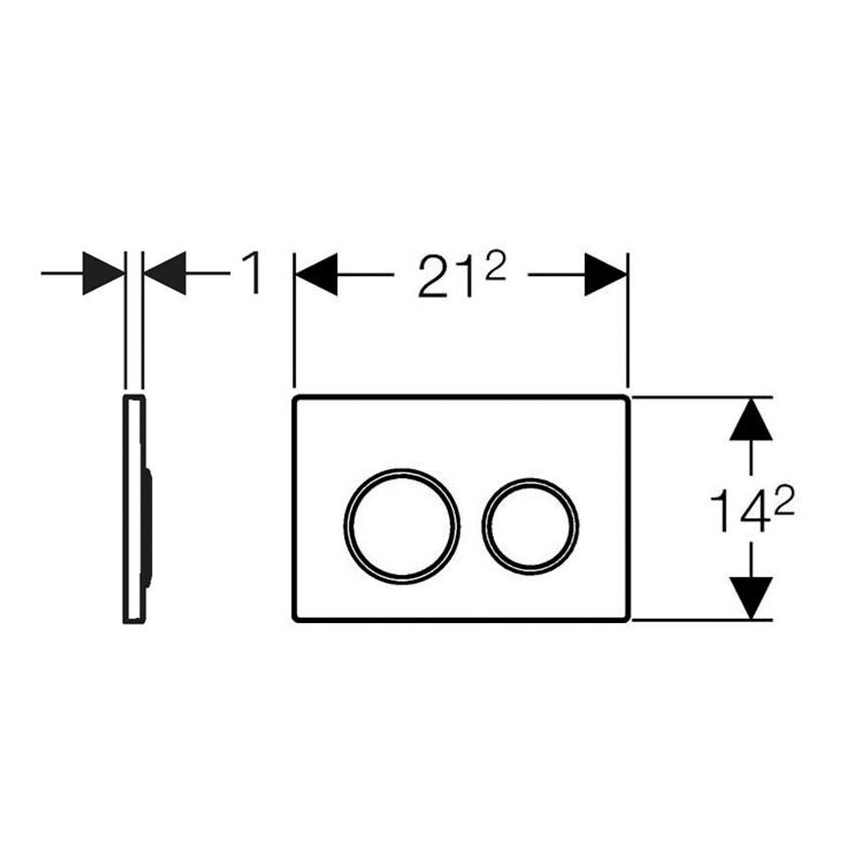 Geberit 115.085.KM.1 - Skalošanas poga Omega20 21,2x14,2 cm melna/spīdīgs hroms