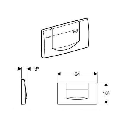 Geberit 115.222.11.1 - Skalošanas poga 200F 34x18,5 alpu balta
