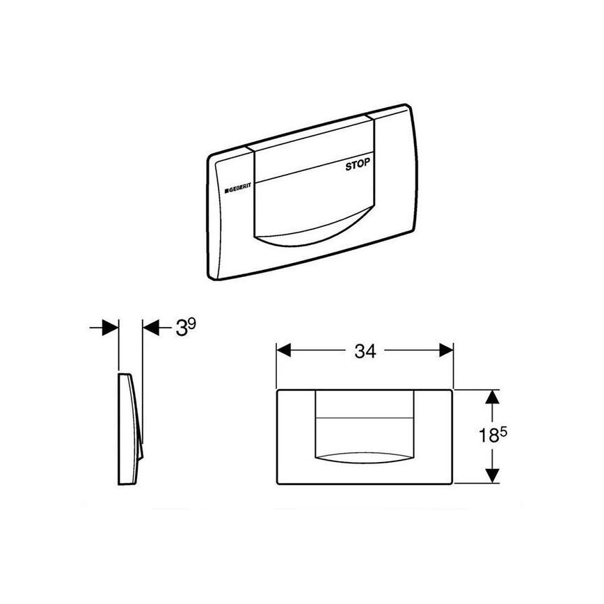 Geberit 115.222.11.1 - Skalošanas poga 200F 34x18,5 alpu balta