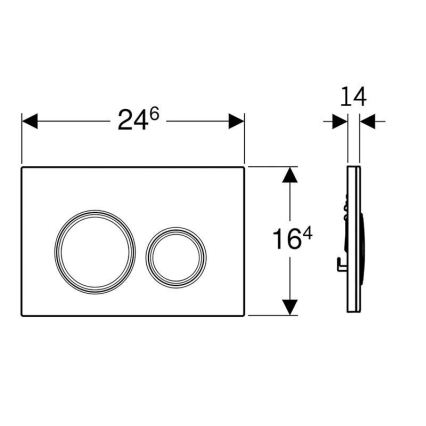 Geberit 115.884.SJ.1 - Skalošanas poga Sigma50 24,6x16,4 cm melna/spīdīgs hroms