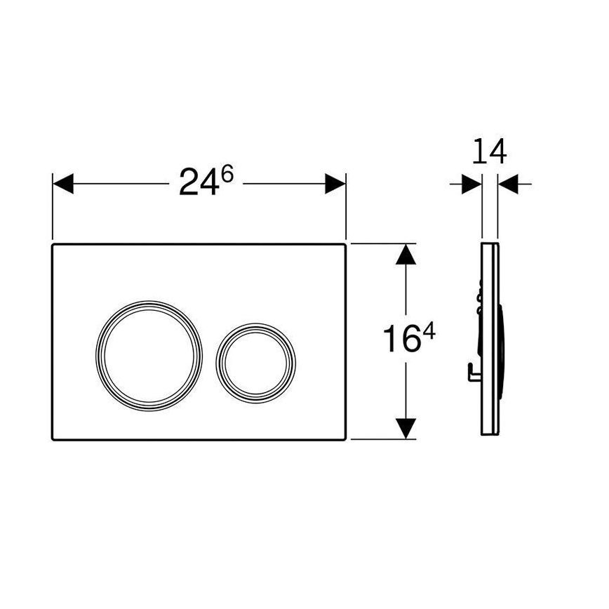 Geberit 115.884.SJ.1 - Skalošanas poga Sigma50 24,6x16,4 cm melna/spīdīgs hroms