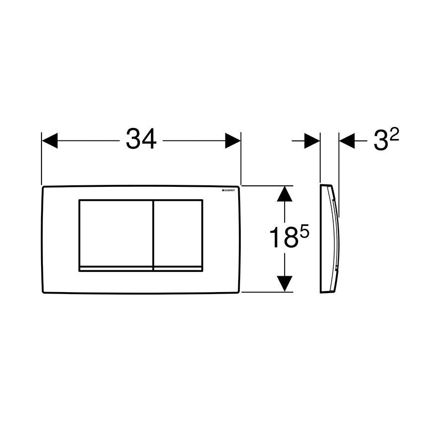 Geberit 115.899.KH.1 - Skalošanas poga Twinline30 34x18,5 cm spīdīgs hroms/matēts hroms
