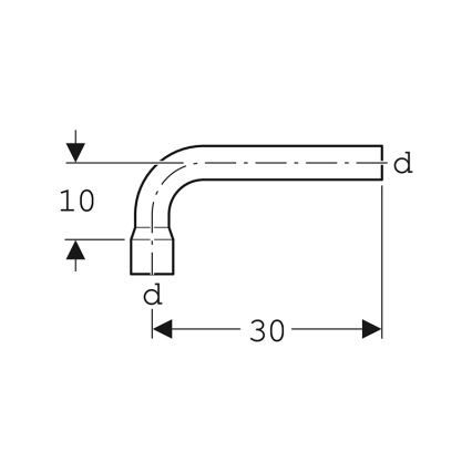 Geberit 118.011.11.1 - Pagarinājuma skalošanas kolēnis 90°, alpu balts