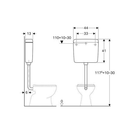 Geberit 127.005.11.1 - Skalošanas tvertne AP127 6/9 l alpu balta