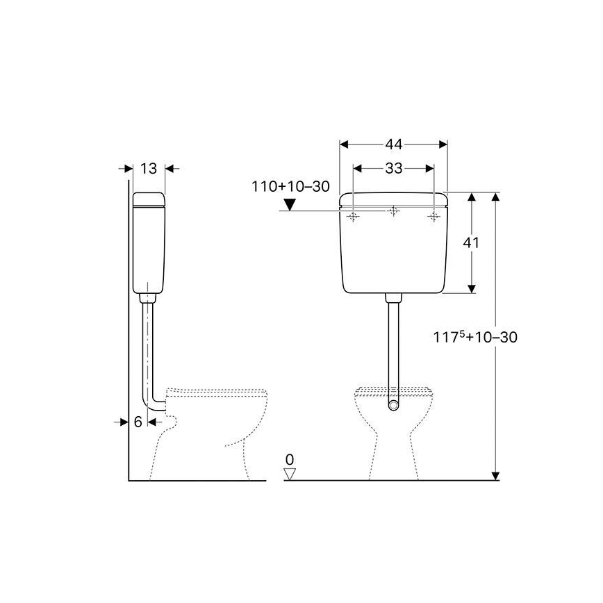 Geberit 127.005.11.1 - Skalošanas tvertne AP127 6/9 l alpu balta