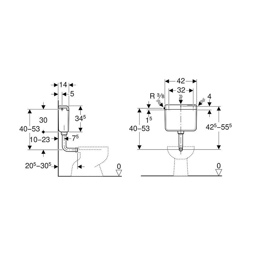 Geberit 136.230.11.1 - Skalošanas tvertne AP112 6/9 l, alpu balta