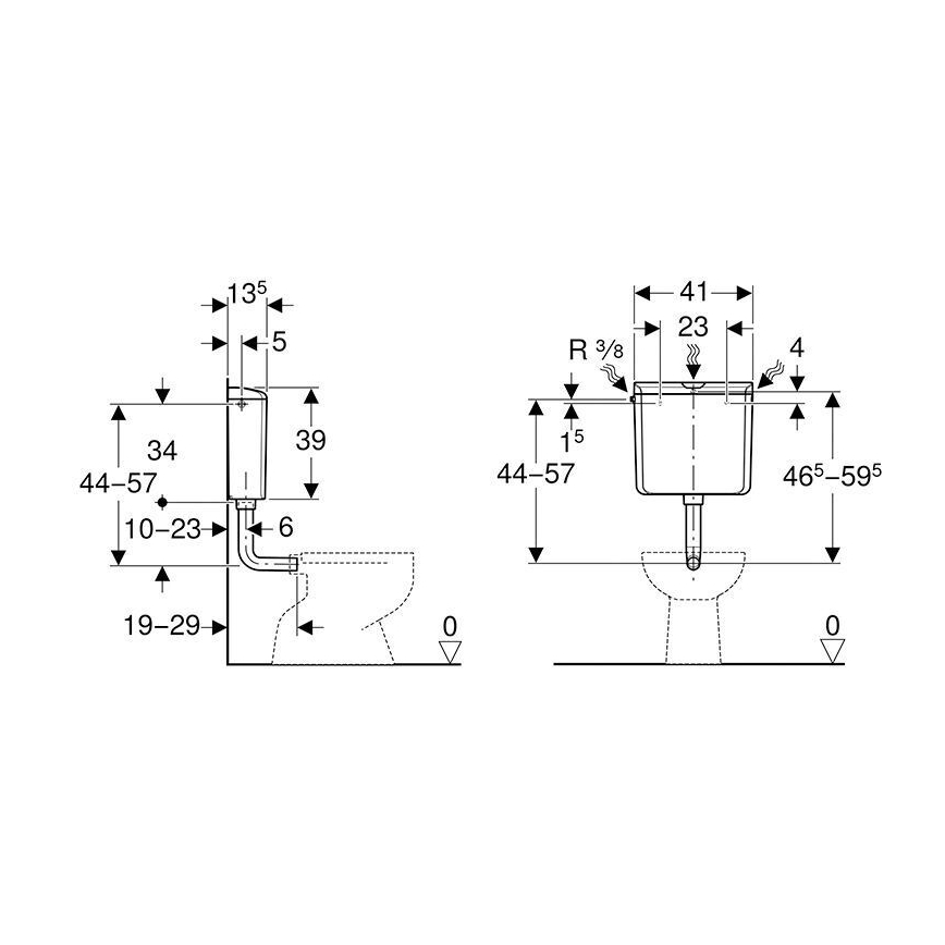 Geberit 136.610.11.1 - AP110 skalošanas tvertne 6/9 l, alpu balta