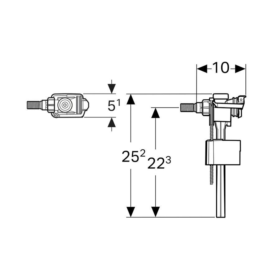 Geberit 136.702.00.3 - Pildīšanas vārsts skalošanas tvertnēm uz apmetuma, tips 333