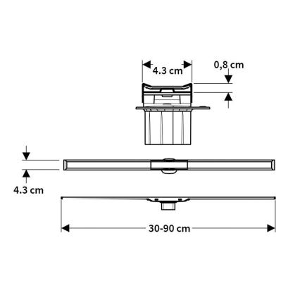 Geberit 154.451.KS.1 - CleanLine noteku kanāls 130x4,3 cm, nerūsējošais tērauds