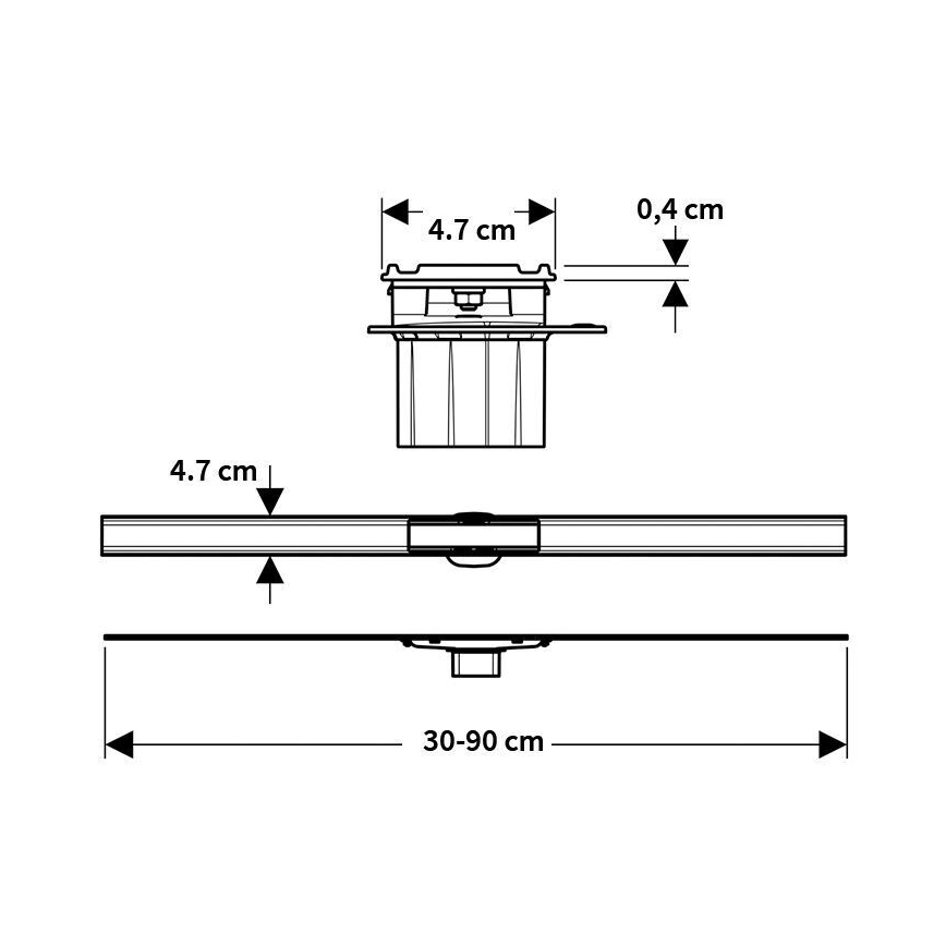 Geberit 154.458.00.1 - Notekas kanāls CleanLine 90x4,7 cm nerūsējošais tērauds
