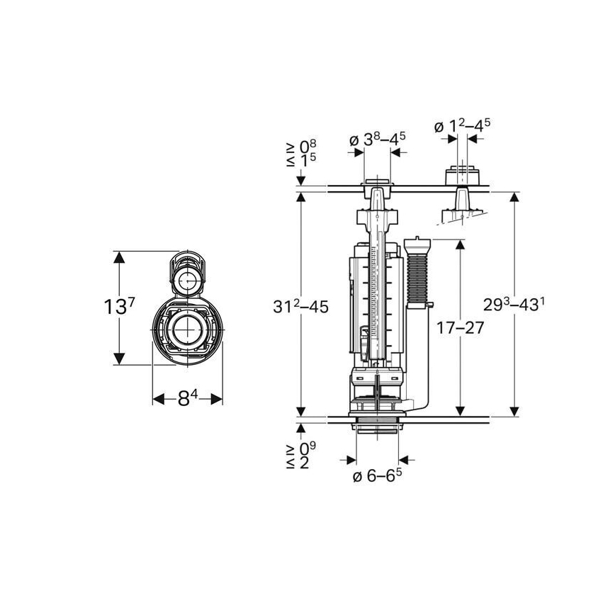 Geberit 282.050.21.2 - Skalošanas vārsts Tips 290