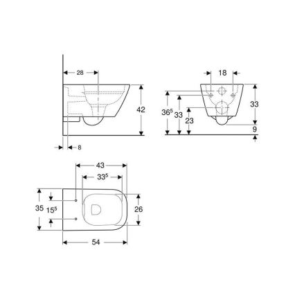 Geberit 500.208.01.1 - Karājamais tualetes pods Rimfree Smyle Square keramika/balta