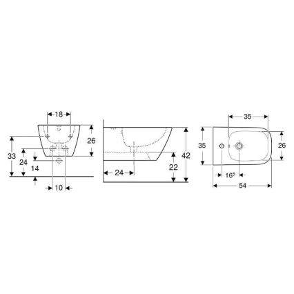 Geberit 500.209.01.1 - Sienas bidejs Smyle Square keramika/balta