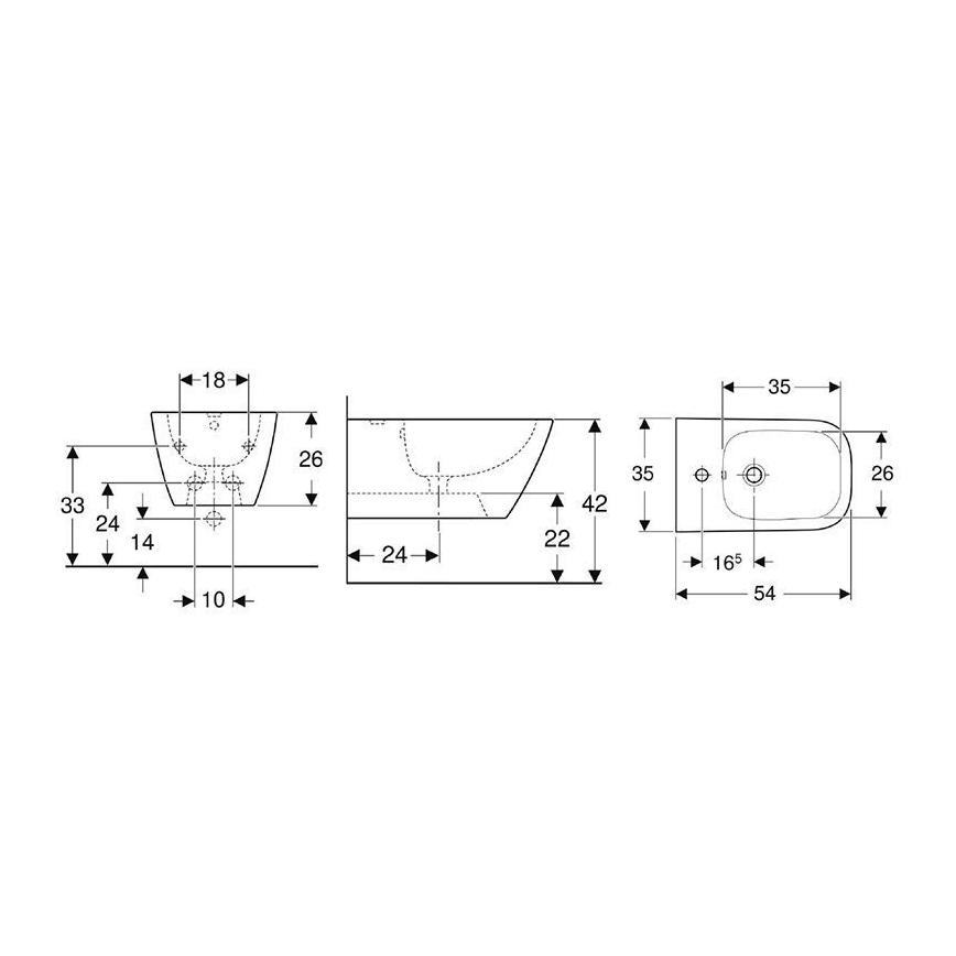 Geberit 500.209.01.1 - Sienas bidejs Smyle Square keramika/balta