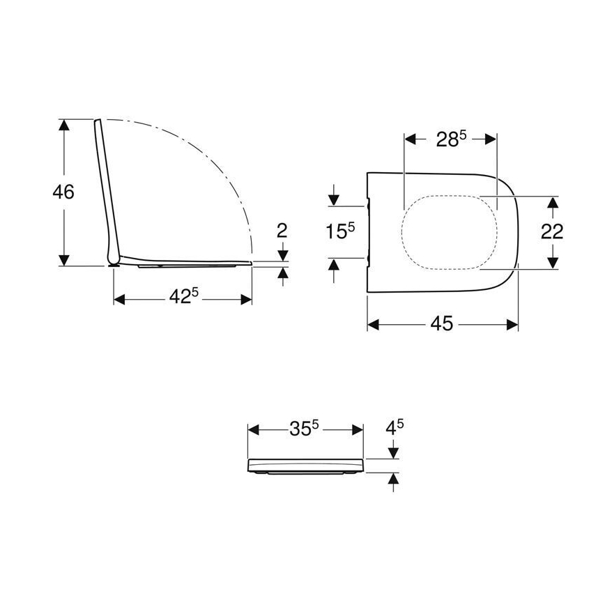 Geberit 500.237.01.1 - Tualetes sēdeklis SoftClose Smyle Square duroplasts/balts