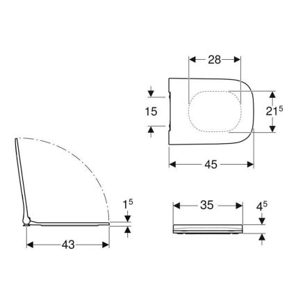 Geberit 500.240.01.1 - Tualetes poda sēdeklis SoftClose Smyle Square, duroplasts/balts