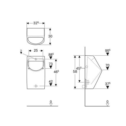 Geberit 500.254.01.1 - Smyle pisuārs ar aizmugurēju pieslēgumu un aizmugurēju izvadi, keramika/balta