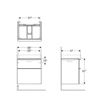 Geberit 500.352.00.1 - Vannas istabas skapītis zem izlietnes Smyle Square 59x62x47 cm, balts
