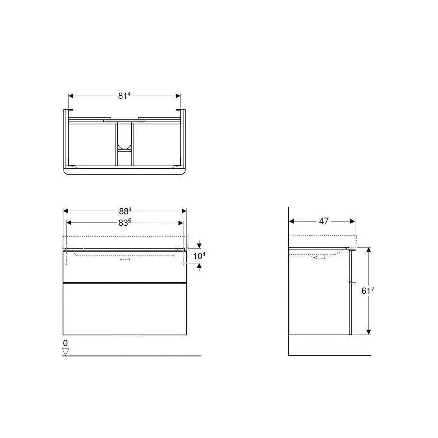 Geberit 500.354.00.1 - Vannas istabas skapītis zem izlietnes Smyle Square 61,7x88,4 cm balts