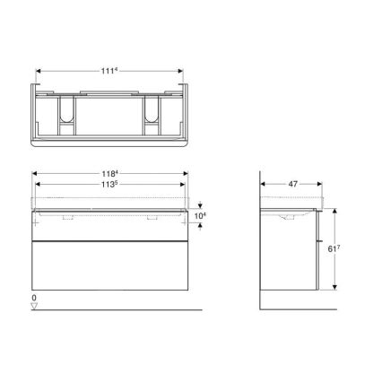 Geberit 500.356.00.1 - Vannas istabas skapis zem dubultās izlietnes Smyle Square 61,7x118,4 cm balts