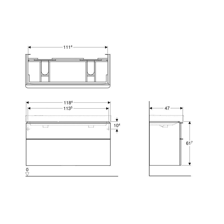 Geberit 500.356.00.1 - Vannas istabas skapis zem dubultās izlietnes Smyle Square 61,7x118,4 cm balts