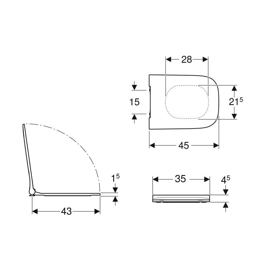 Geberit 500.688.01.1 - Tualetes sēdeklis SoftClose Smyle Square duroplasts/balts