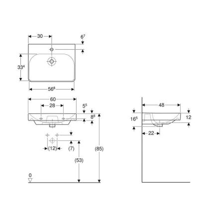 Geberit 501.732.00.1 - Pakaramā izlietne Smyle Square 60x48 cm keramika/balta