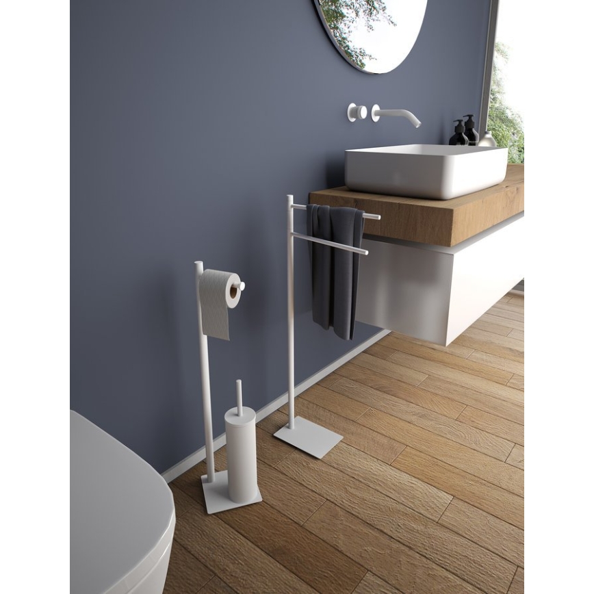 Gedy - brīvi stāvoša tualetes birste ar tualetes papīra turētāju TRILLY, matēta balta