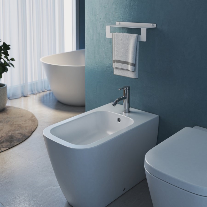 Gedy - CLEO plaukts ar dvieļu turētāju, 30 cm, matēts balts