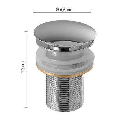 Gedy - CLICK-CLACK izlietnes aizbāžnis Ø 6,6 cm spīdīgs hroms