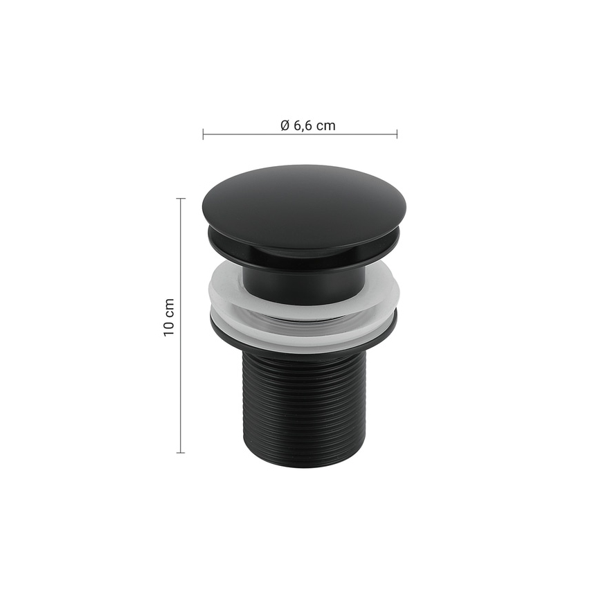 Gedy - CLICK-CLACK izlietnes aizbīdnis Ø 6,6 cm, matēts melns