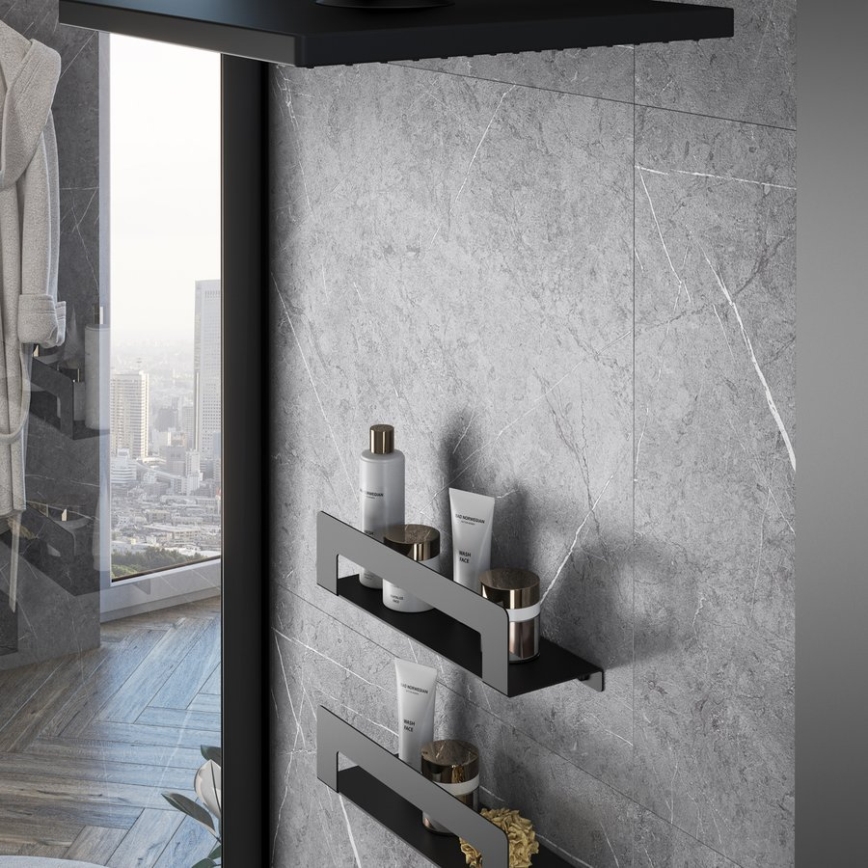 Gedy - dvieļu plaukts ar pakaramo CLEO 50 cm matētas melnas krāsas