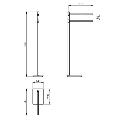 Gedy - dvieļu statīvs TRILLY 83,5 cm matēta melna