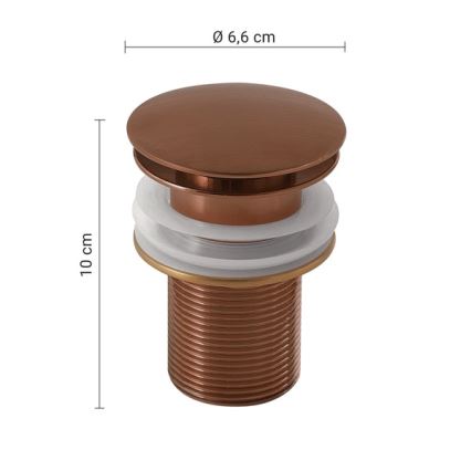 Gedy - izlietnes aizbīdnis CLICK-CLACK, Ø 6,6 cm, bronzas apdare