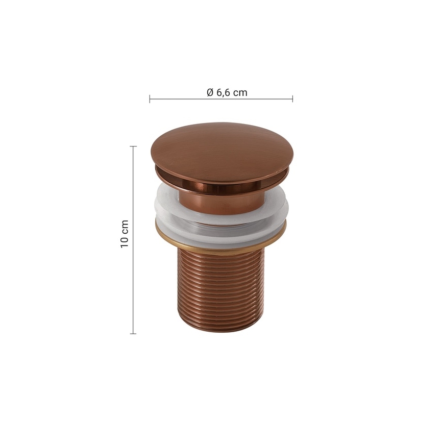 Gedy - izlietnes aizbīdnis CLICK-CLACK, Ø 6,6 cm, bronzas apdare